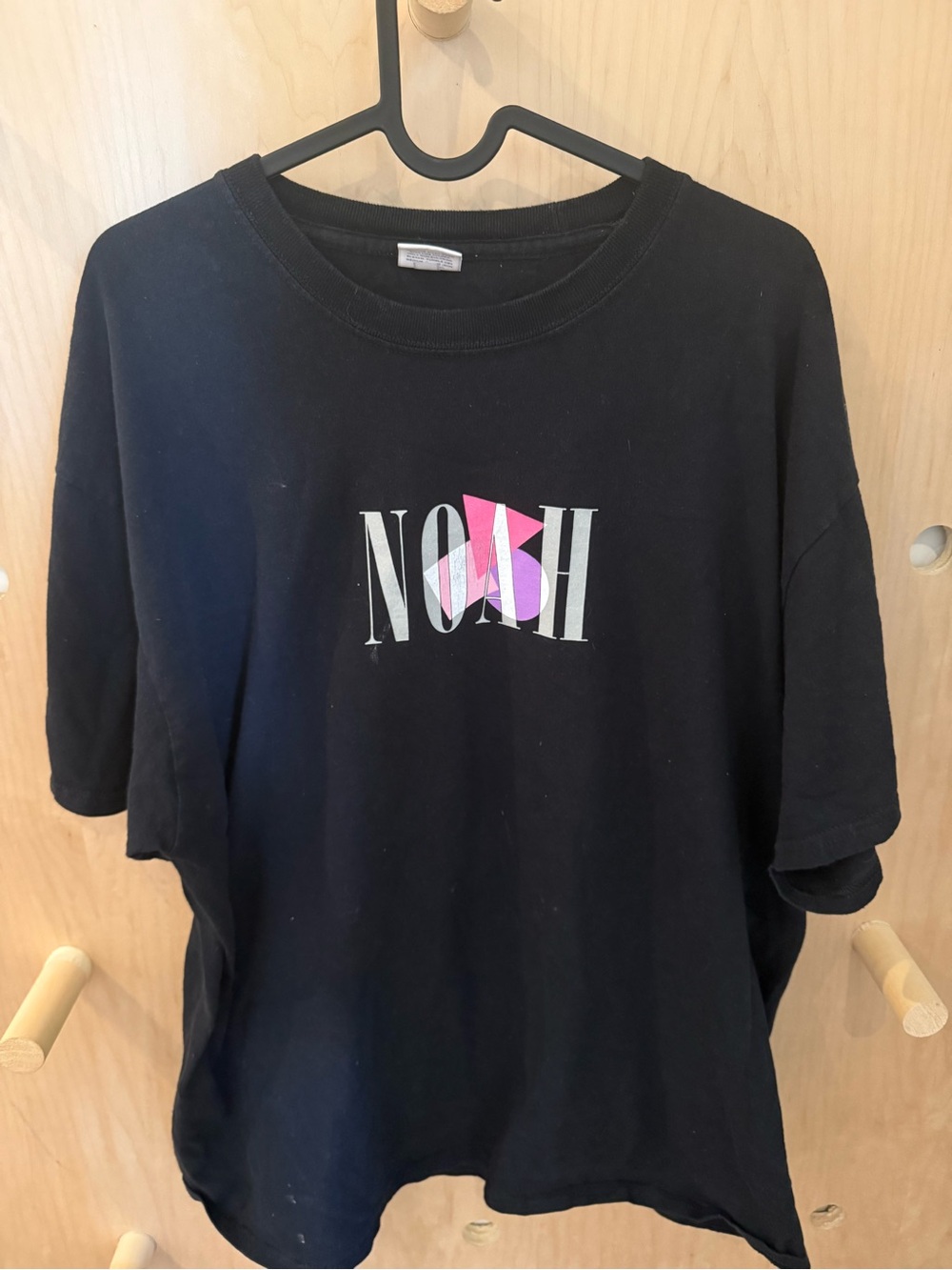 Noah NYC Black Short Sleeve Tee with Pink & White Logo